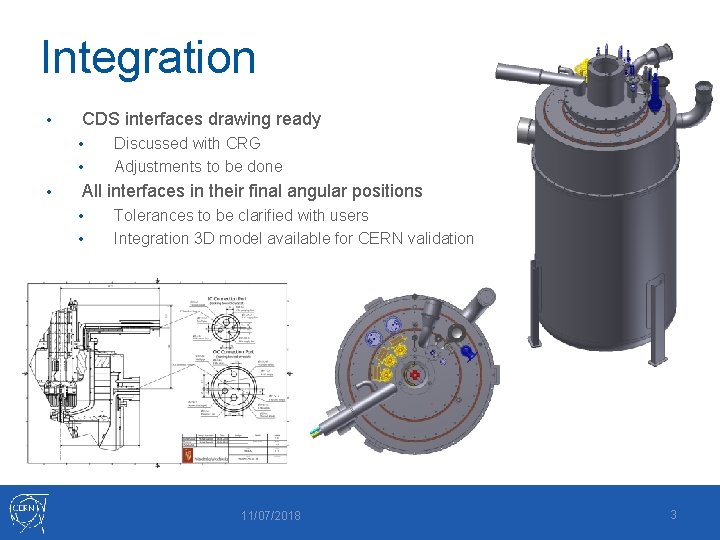 Integration • CDS interfaces drawing ready • • • Discussed with CRG Adjustments to