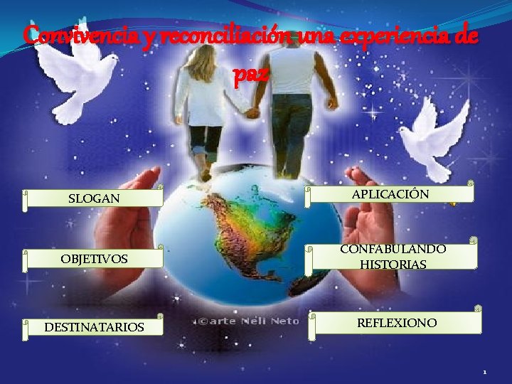 Convivencia y reconciliación una experiencia de paz SLOGAN APLICACIÓN OBJETIVOS CONFABULANDO HISTORIAS DESTINATARIOS REFLEXIONO
