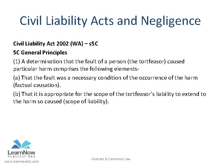 Contract Consumer Law Chapter 9 Managing Risk Negligence