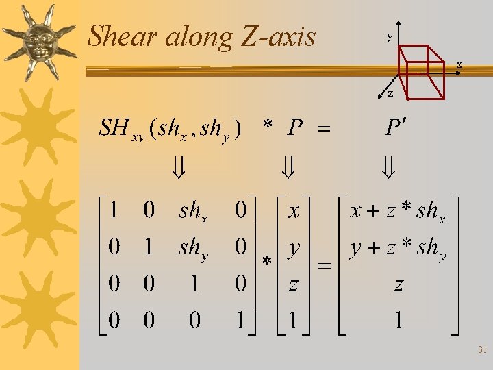 Shear along Z-axis y x z 31 