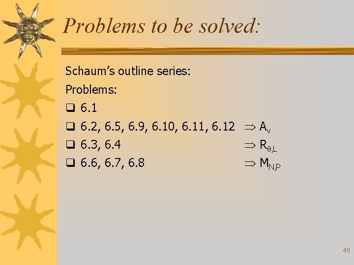 Problems to be solved: Schaum’s outline series: Problems: q 6. 1 q 6. 2,