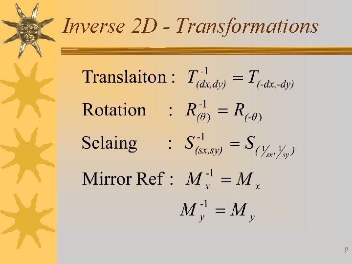 Inverse 2 D - Transformations 9 
