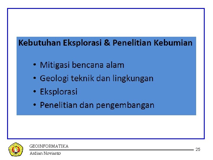 GEOINFORMATIKA Ardian Novianto 25 GEOINFORMATIKA Ardian Novianto 25