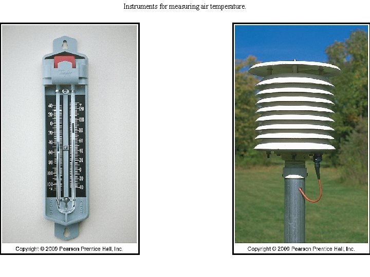 Instruments for measuring air temperature. 