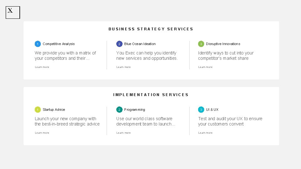 BUSINESS STRATEGY SERVICES 1 Competitive Analysis 2 Blue Ocean Ideation 3 Disruptive Innovations We