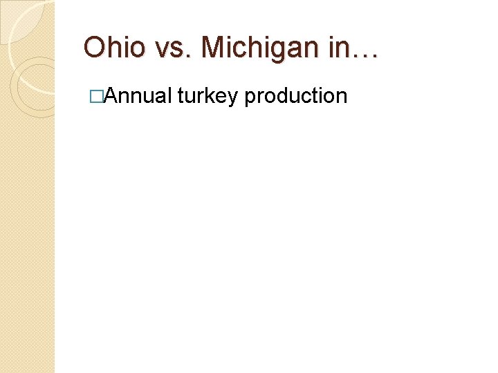 Ohio vs. Michigan in… �Annual turkey production 
