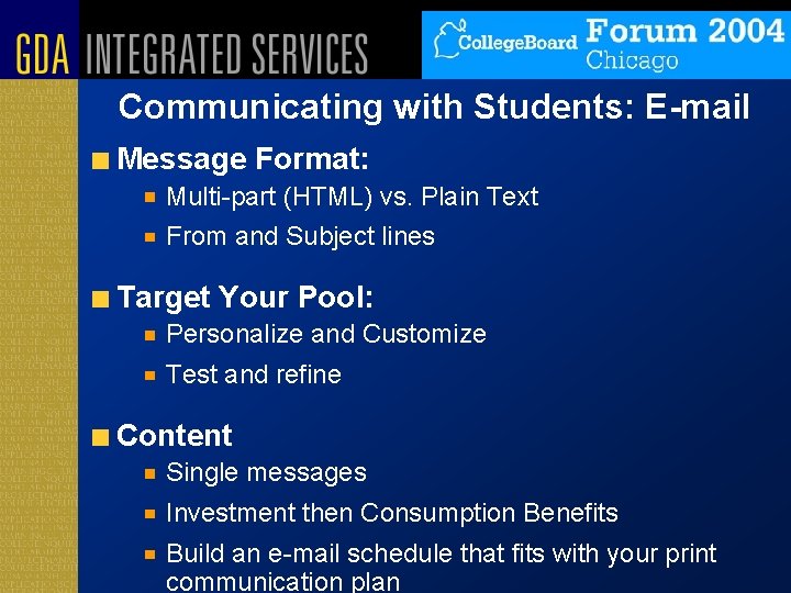 Communicating with Students: E-mail Message Format: Multi-part (HTML) vs. Plain Text From and Subject
