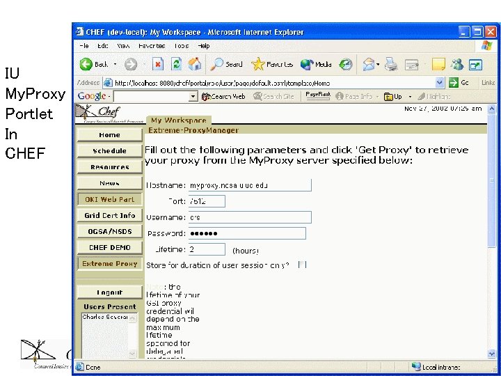 IU My. Proxy Portlet In CHEF IU My. Proxy Portlet In CHEF