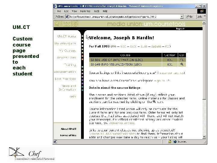 UM. CT Custom course page presented to each student UM. CT Custom course page presented to each student