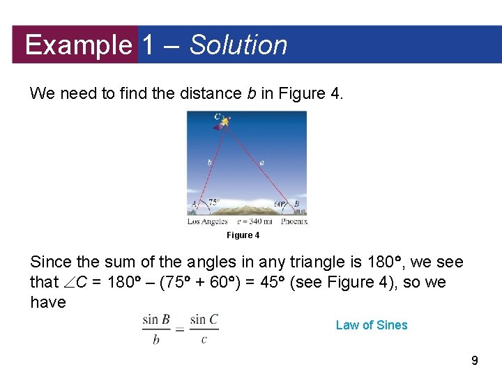 Example 1 – Solution We need to find the distance b in Figure 4