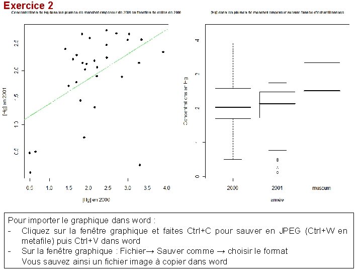 Exercice 2 Pour importer le graphique dans word : - Cliquez sur la fenêtre