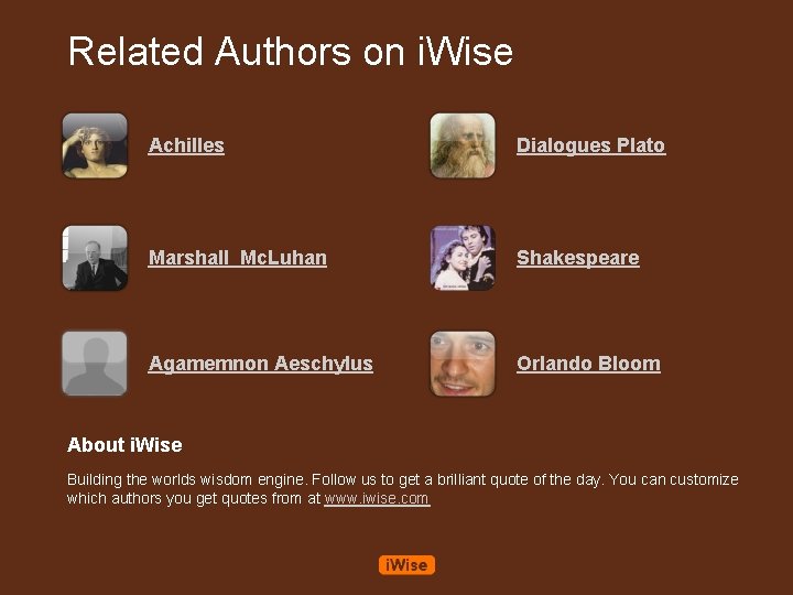 Related Authors on i. Wise Achilles Dialogues Plato Marshall Mc. Luhan Shakespeare Agamemnon Aeschylus