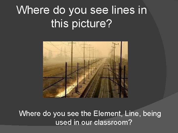 Where do you see lines in this picture? Where do you see the Element,