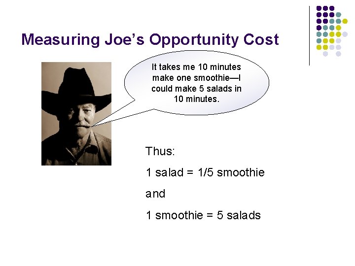 Measuring Joe’s Opportunity Cost It takes me 10 minutes make one smoothie—I could make