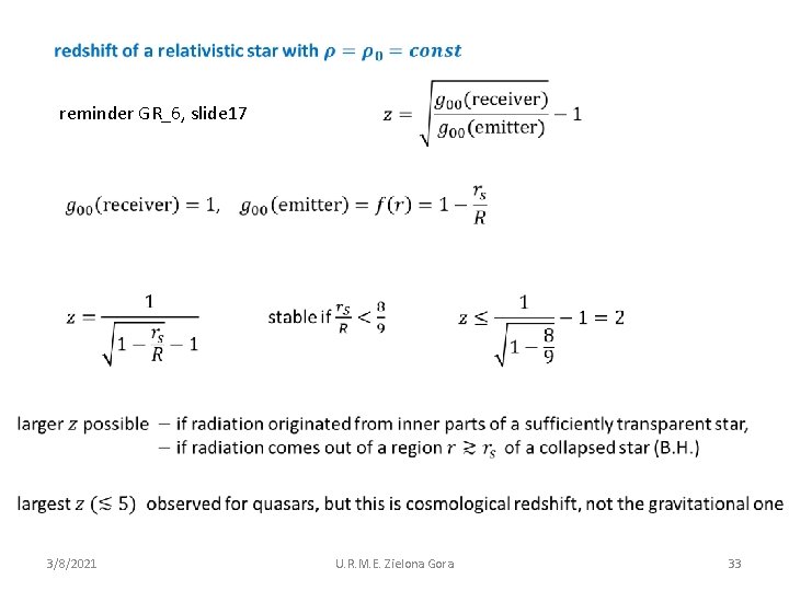  reminder GR_6, slide 17 3/8/2021 U. R. M. E. Zielona Gora 33 