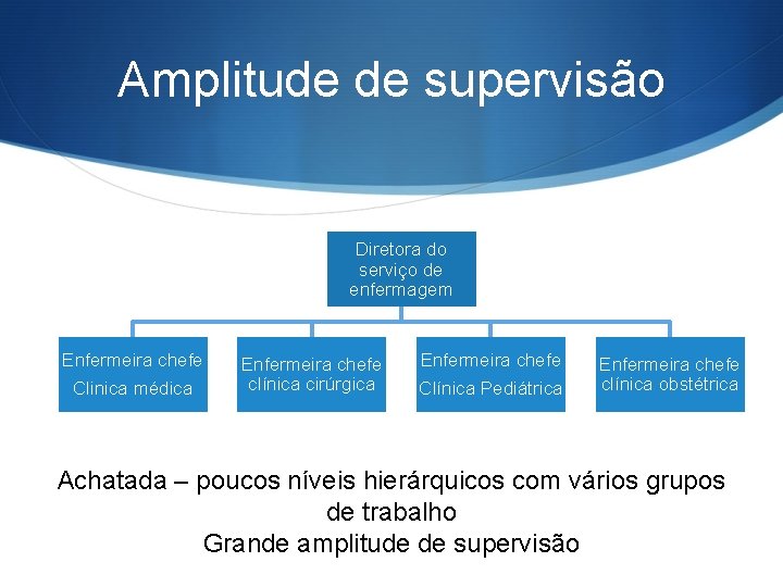 Amplitude de supervisão Diretora do serviço de enfermagem Enfermeira chefe Clinica médica Enfermeira chefe