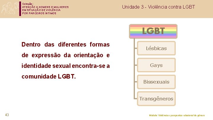 Coleção: ATENÇÃO A HOMENS E MULHERES EM SITUAÇÃO DE VIOLÊNCIA POR PARCEIROS ÍNTIMOS Unidade