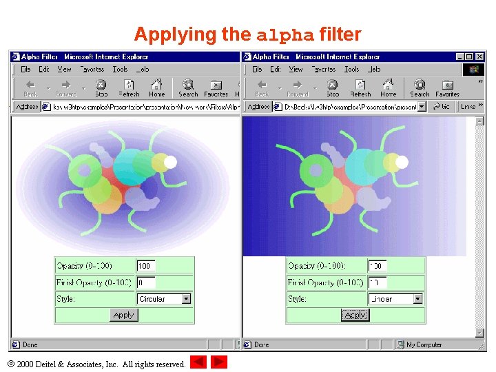 Applying the alpha filter 2000 Deitel & Associates, Inc. All rights reserved. 