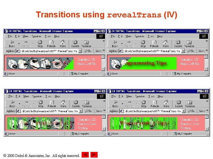 Transitions using reveal. Trans (IV) 2000 Deitel & Associates, Inc. All rights reserved. 