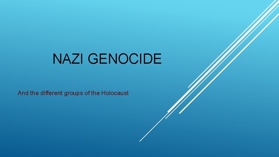 NAZI GENOCIDE And the different groups of the Holocaust 