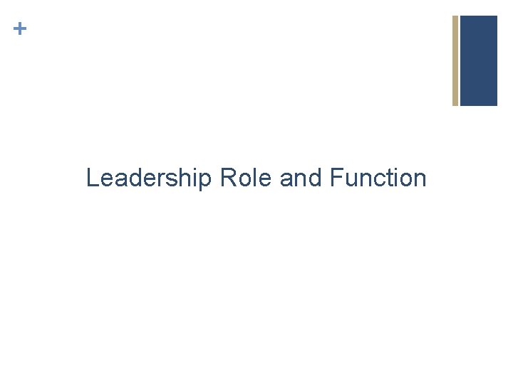 + Leadership Role and Function 