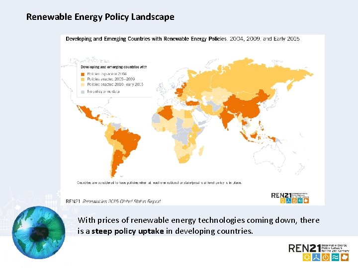 Renewable Energy Policy Landscape With prices of renewable energy technologies coming down, there is