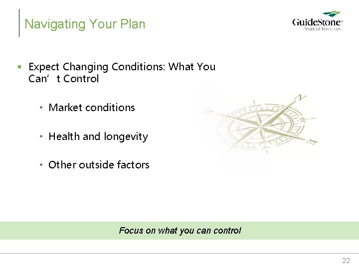 Navigating Your Plan § Expect Changing Conditions: What You Can’t Control • Market conditions Navigating Your Plan § Expect Changing Conditions: What You Can’t Control • Market conditions