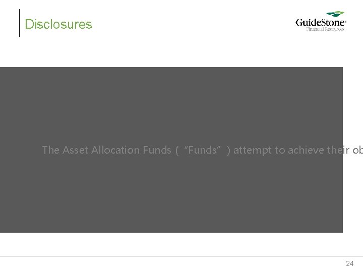 Disclosures The Asset Allocation Funds (“Funds”) attempt to achieve their ob 24 Disclosures The Asset Allocation Funds (“Funds”) attempt to achieve their ob 24
