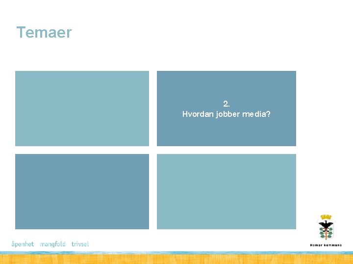 Temaer 2. Hvordan jobber media? 