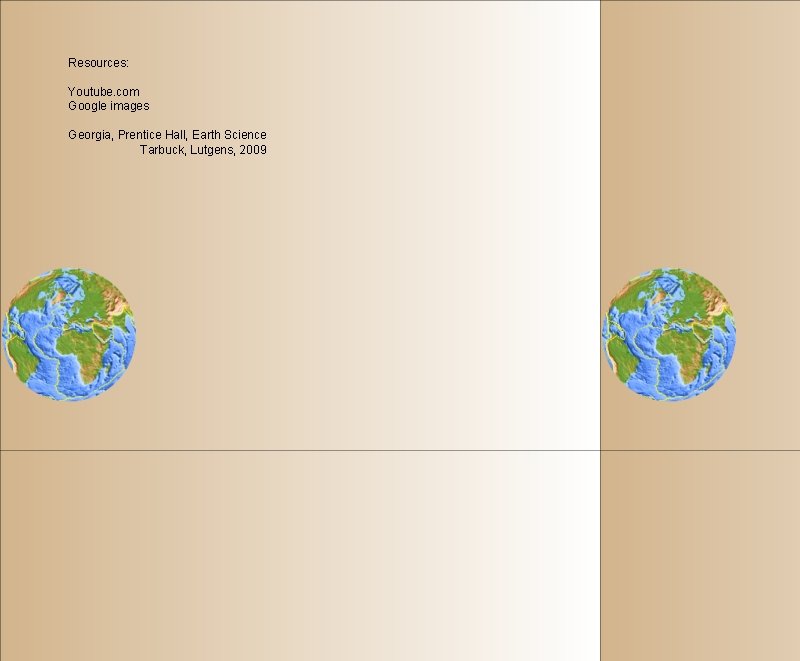 Resources: Youtube. com Google images Georgia, Prentice Hall, Earth Science Tarbuck, Lutgens, 2009 