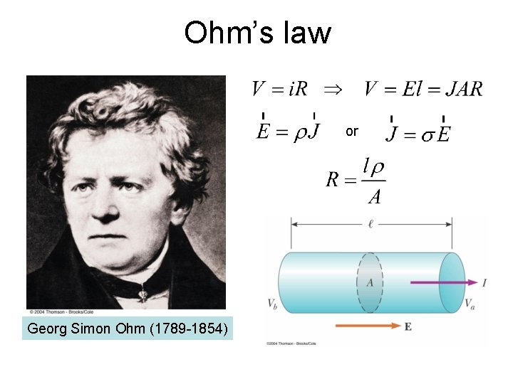 Ohm’s law or Georg Simon Ohm (1789 -1854) 