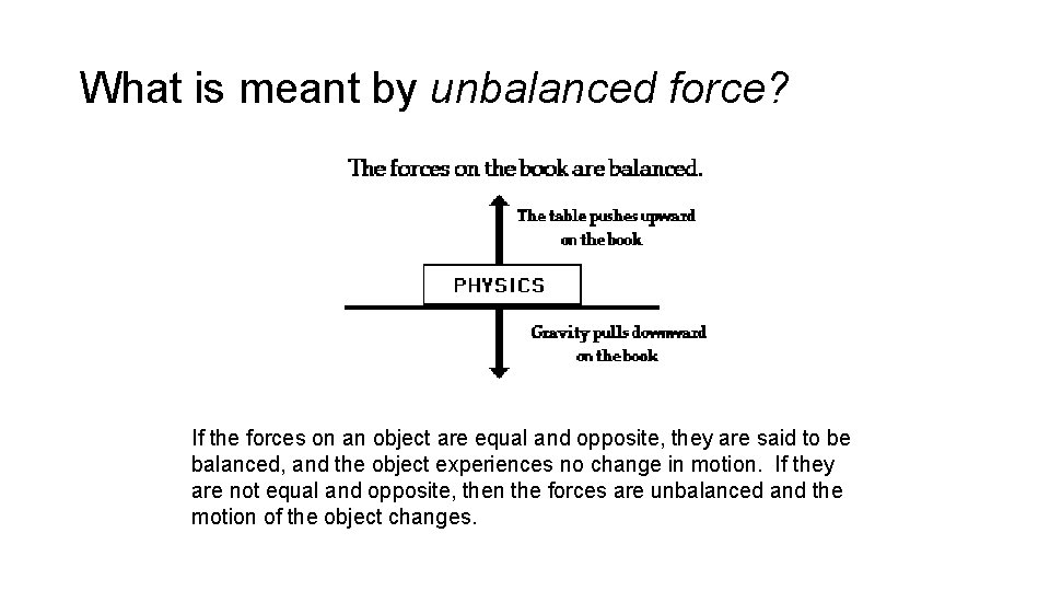 What is meant by unbalanced force? If the forces on an object are equal