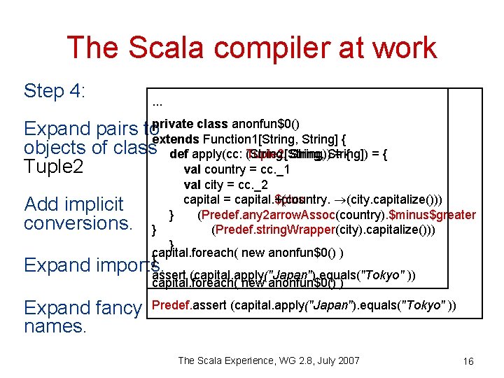 The Scala compiler at work Step 4: . . . private class anonfun$0 Expand