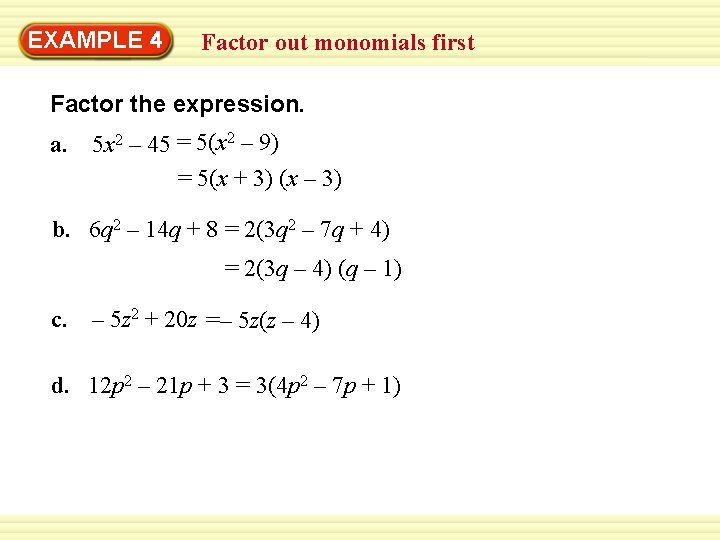 Warmup Exercises Find The Product 1 4 Y
