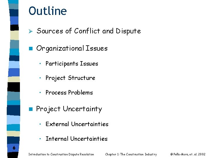 Outline Ø Sources of Conflict and Dispute n Organizational Issues • Participants Issues •