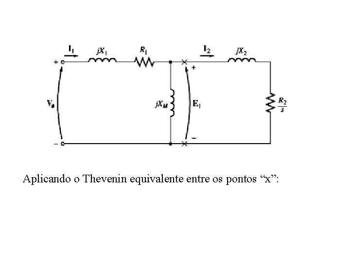 Aplicando o Thevenin equivalente entre os pontos “x”: 