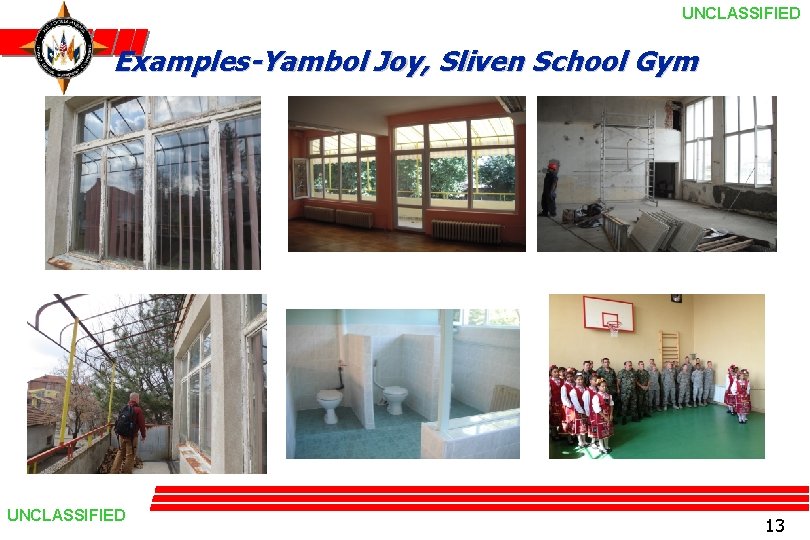 UNCLASSIFIED Examples-Yambol Joy, Sliven School Gym UNCLASSIFIED 13 