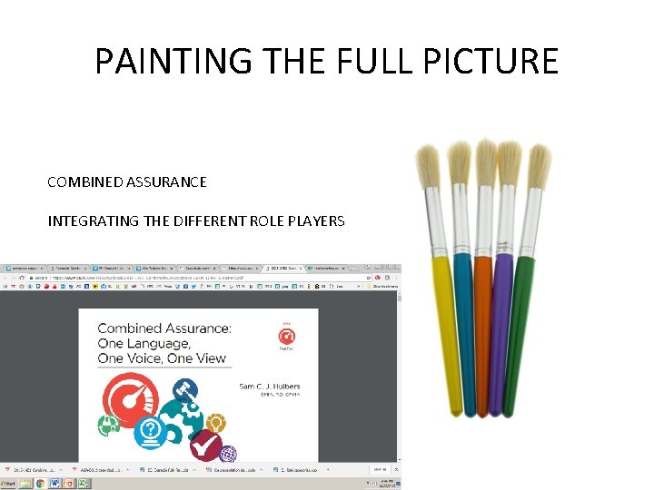 PAINTING THE FULL PICTURE COMBINED ASSURANCE INTEGRATING THE DIFFERENT ROLE PLAYERS 