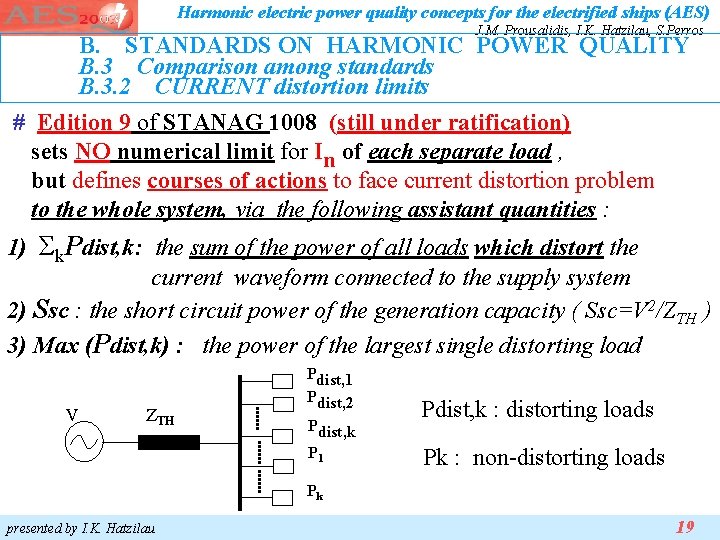 Harmonic electric power quality concepts for the electrified ships (AES) J. M. Prousalidis, I. Harmonic electric power quality concepts for the electrified ships (AES) J. M. Prousalidis, I.