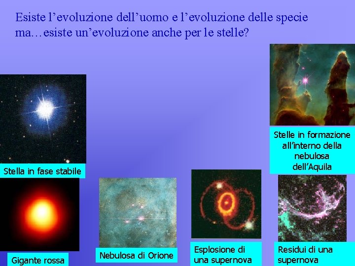 Esiste l’evoluzione dell’uomo e l’evoluzione delle specie ma…esiste un’evoluzione anche per le stelle? Stelle