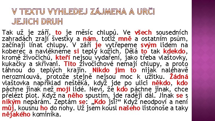 Tak už je září, to je měsíc chlupů. Ve všech sousedních zahradách zrají švestky