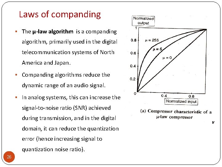 Laws of companding § The µ-law algorithm is a companding algorithm, primarily used in