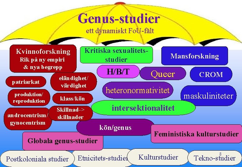 Genus-studier ett dynamiskt Fo. U-fält Kvinnoforskning Rik på ny empiri & nya begrepp patriarkat