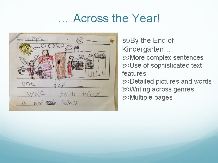 … Across the Year! By the End of Kindergarten… More complex sentences Use of … Across the Year! By the End of Kindergarten… More complex sentences Use of