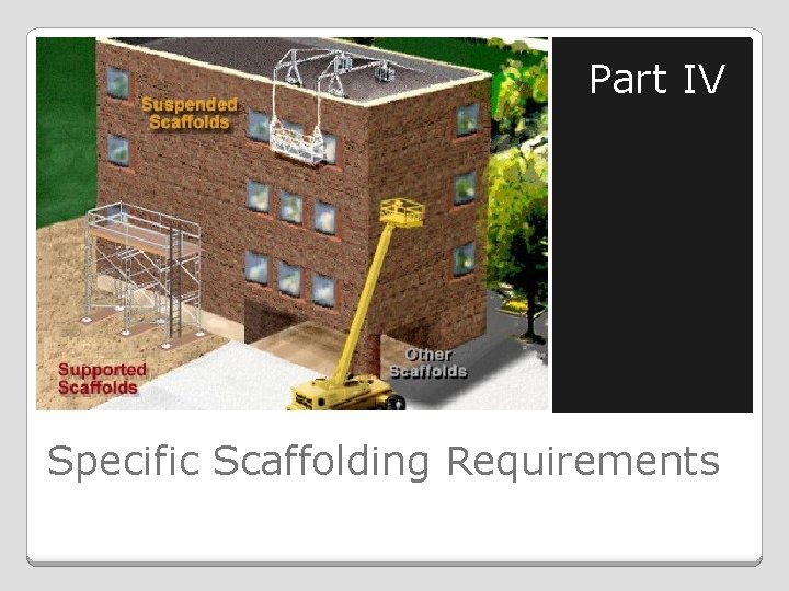 Part IV Specific Scaffolding Requirements 