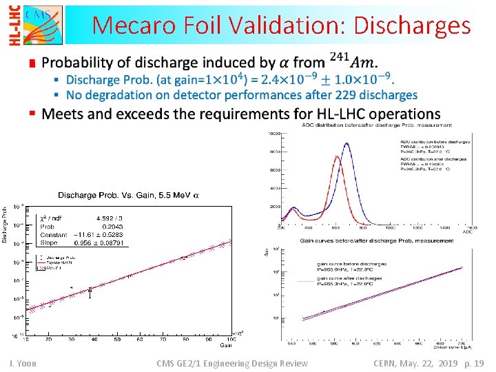 Mecaro Foil Validation: Discharges § I. Yoon CMS GE 2/1 Engineering Design Review CERN,