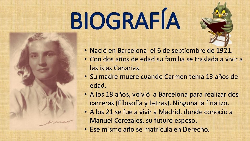 BIOGRAFÍA • Nació en Barcelona el 6 de septiembre de 1921. • Con dos