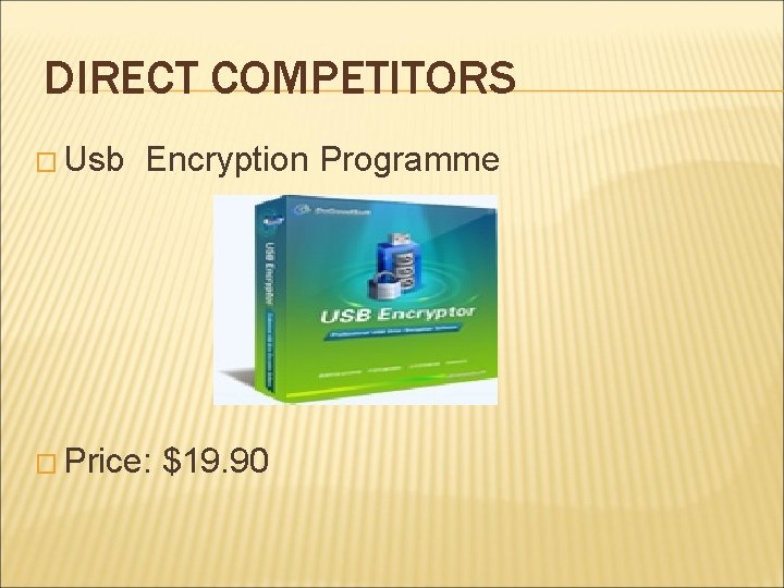 DIRECT COMPETITORS � Usb Encryption Programme � Price: $19. 90 