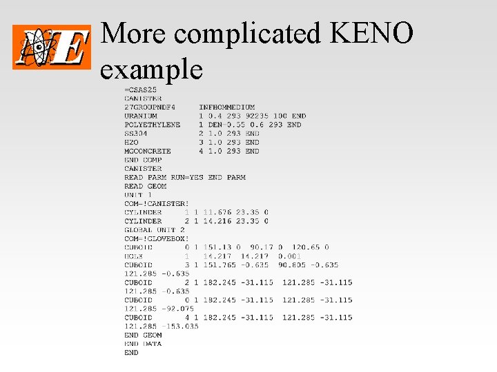 More complicated KENO example 