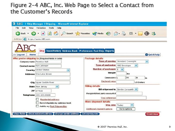Figure 2 -4 ABC, Inc. Web Page to Select a Contact from the Customer’s